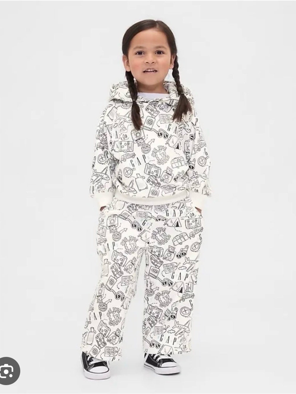 GAP x Beis White Kids Doodle Print Hoodie and Pants Set